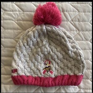 New Era Minnesota Vikings Women's Gray Pink Bobble Hat Pom-Pom Lined Knit